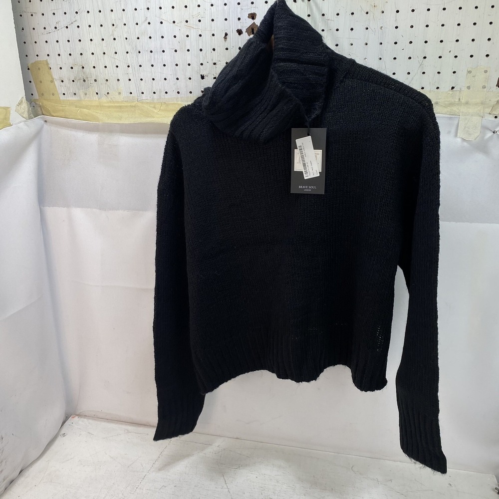Brave Soul London Womens Black Roll Neck Long Sleeves Jumper Size LARGE